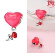 Srebrny Nowy Charms Prezent na Walentynki Serce