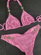 Beach Bunny Strój Kąpielowy Raja Różowy Biżuteryjny Nowy M/XL Premium z USA