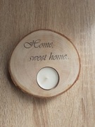 Świecznik drewniany na podgrzewacze. Home sweet home 