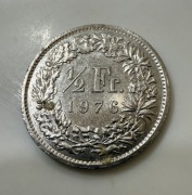 Odwrotka moneta 1/2 Fr z 1976r. Szwajcaria