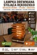 Lampka Drewniana Stołowa Handmade LED Loft Nocna do Salonu Sypialni Biura