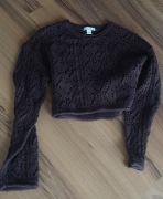 Sweter miękki ażurowy mięsisty czekoladowy do pasa S M L