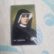 Obrazek-relikwia św.Faustyna na odwrocie p.Jezus