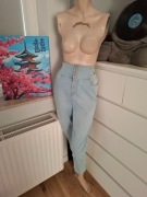 46 XXXL New Look niebieskie spodnie jeansowe z wysokim stanem dżinsy denim