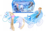KARETA Z KONIEM dla lalek + LALKA KSIĘŻNICZKA KAROCA Koń Lodowa Księżniczka