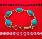 Vintage lata 70te naturalny turkus "sleeping beauty" srebrna bransoleta. 65
