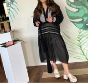 ZARA sukienka midi w stylu boho Haft