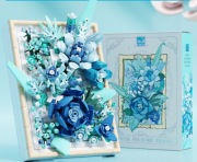 Obraz z klocków 3D – niebieskie kwiaty w ramce | DIY dekoracja 