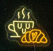 NEON PIEKARNIA CUKIERNIA ROGALIK FILIŻANKA KAWA SZYLD LED USB KAWIARNIA 