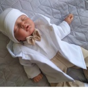 Chrzest kurteczka, sweterek, buciki chłopiec r.68