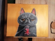 Kot brytyjski influencer - akryl na płótnie 