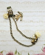 Różyczki ptaszek gołąbek złoty klips nausznica glamour Modny