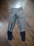 Bryczesy Pikeur szare z długim lejem skórzanym skóra rozm S