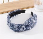 Opaska do włosów z węzłem niebieski jeans wzory