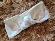 Opaski dziewczęce z kokardą Zyg-zag boho beżowy