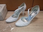 buty białe damskie ślubne szpilki obcas 8cm roz 39