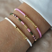 Bransoletka z drobnych koralików TOHO, róż/zieleń