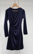 Sukienka granatowa welurowa dekolt w serek Italy roz. S