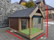 NOWA, SOLIDNA I OCIEPLANA BUDA DLA PSA XXL Z TARASEM PREMIUM BRĄZ 