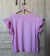 Zara bluzka krótki rękaw z falbanami S