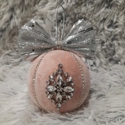 * 8 cm * Pudrowy róż * Bombka welurowa - 32 kolory