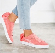 Buty Puma Sneakersy wsuwane PUMA - Suede Bow r 40 różowe ozdobna kokardka