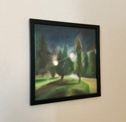 "Nokturn wadowicki" - rysunek wykonany suchymi pastelami, format 20x20cm