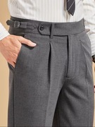 Eleganckie spodnie męskie z bocznymi regulatorami Old Money Szare