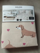 Pościel satynowa SMUKEE 220x200cm+2x70/80cm jamniki komplet pościeli serca