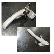 Klamka Grafitowa do okna OKPOL zamykana na kluczyk, bez trzpienia RAL 7048