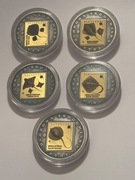 Płaszczki. Zestaw 5 sztuk. Srebrzona fi 32 mm. 2013 Gyges