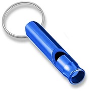 Breloczek, gwizdek ze stopu aluminium. Kolor niebieski.