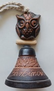 Dzwonek ceramiczny z sową z Sarbinowa fi 6,4; h 5,5 cm - głuchy dźwięk