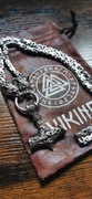 Medalion Wikingów srebrny młot Thora z grubym plecionym łańcuchem + torba