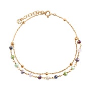 Bransoletka srebrna pozłacana z kolorowym szkłem kulki Mystery YES 925