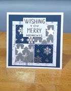 Kartka świąteczna, rękodzieło, szaro-granatowa 15x15 cm