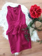 Bordowa elegancka sukienka Miss Selfridge 38M ażurkowa z baskinką