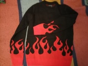 Sweter dla chłopca, chłopięcy, w płomienie 140/146