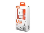 ŁADOWARKA SIECIOWA SOMOSTEL 2A+KABEL IPHONE BIAŁA 2100mAh SMS-A52