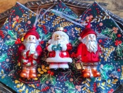 3 szklane bombki mikołaje 9-10 cm