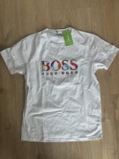 Nowy T-shirt Hugo Boss M – biały, kolorowy nadruk, 100% bawełna, metka