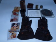 rękawice motocyklowe retro,obiektyw, zdjecia, taśma magn. Scotch, pokrowce