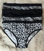 4-pak FIGI CZARNE PANTERKA ZEBRA Majtki ROZM: L
