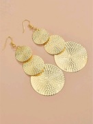 Kolczyki wiszące koła geometryczne złote lekkie Biżuteria 