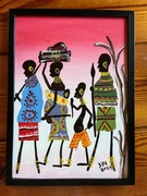 Afrykański obraz z Ghany sygnatura 3EL