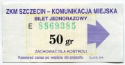 Bilet  ZKM  Szczecin - 50gr