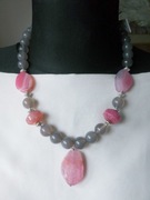  Promocja!Naszyjnik  korale jadeit agat sr.925.