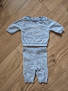 M&S Marks&Spencer niebieski komplet niemowlęcy bluza spodnie sweterkowy 50