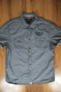 Koszula KappAhl r. 43/44 slim fit kr rękaw w paski szara męska 