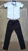 Biała koszula + czarne spodnie 134/140